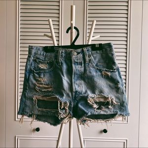 Levi’s Distressed 501 Denim High Waisted Shorts